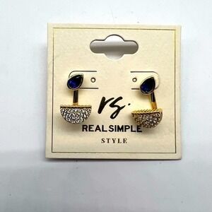 Real Simple RS blue and pave semi circle earrings style number R1211